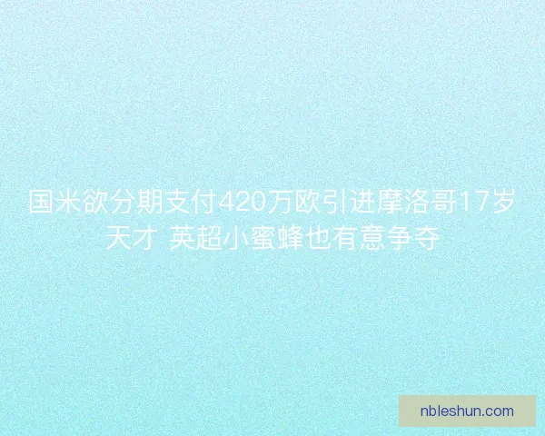 国米欲分期支付420万欧引进摩洛哥17岁天才 英超小蜜蜂也有意争夺