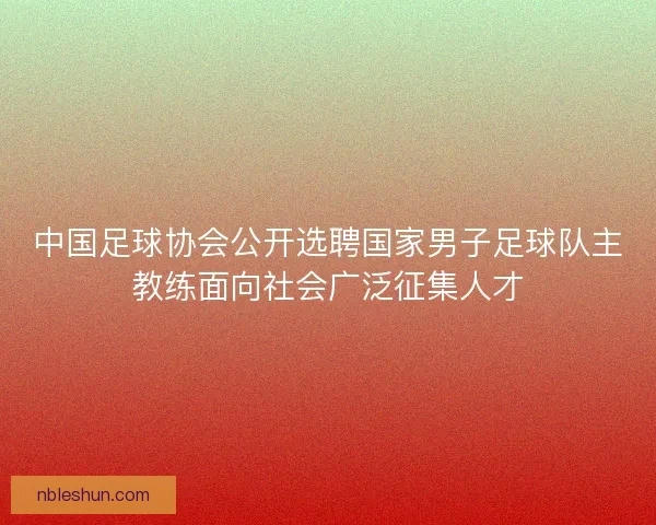 中国足球协会公开选聘国家男子足球队主教练面向社会广泛征集人才